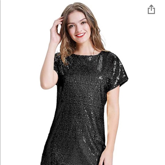 Black Sequin Short Dress - Picture 7 of 8